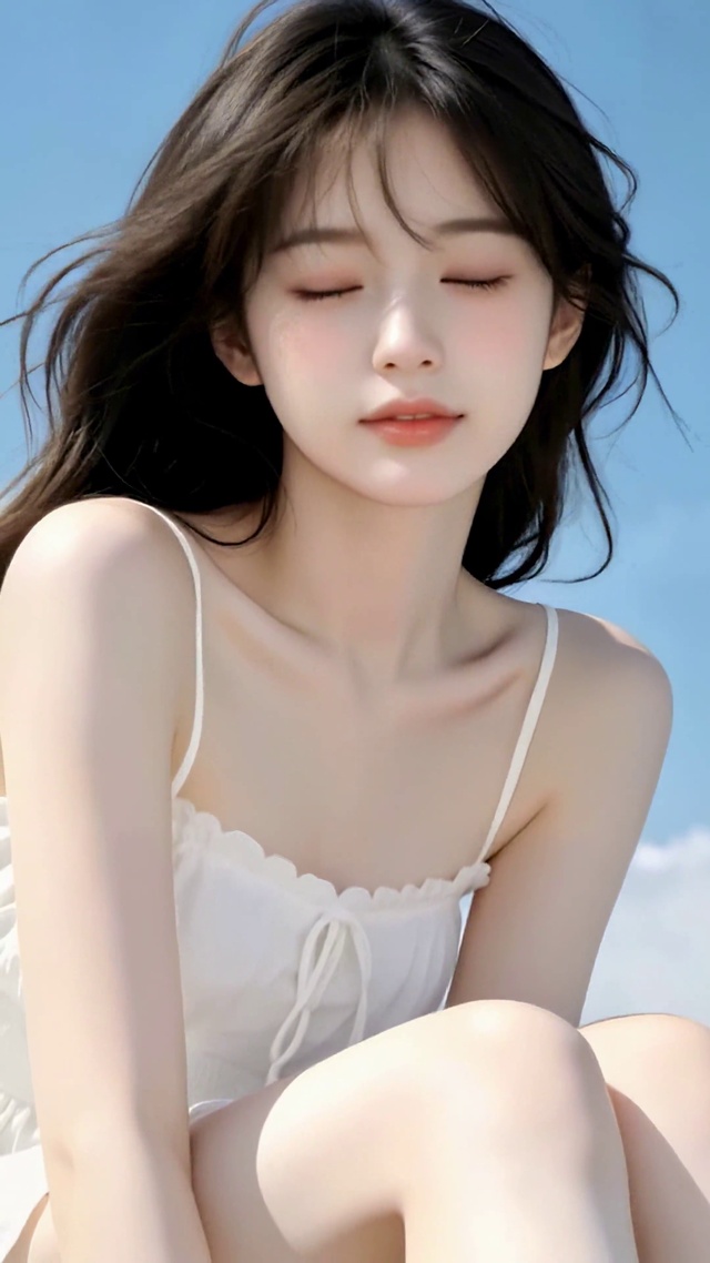 晴空下的清纯女孩