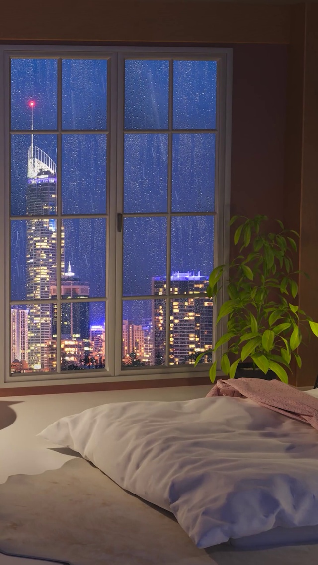 4K舒适的公寓雨声入眠