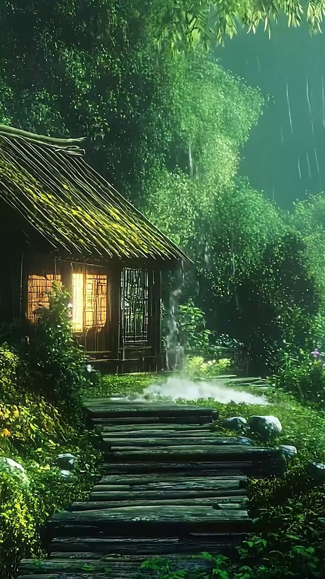 雨天树木