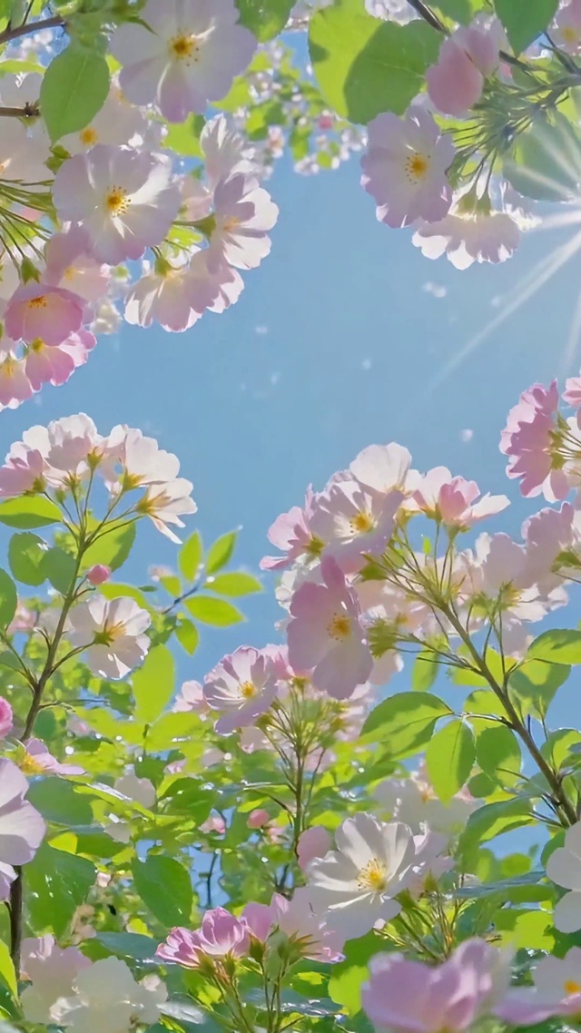蓝天樱花清新治愈风景