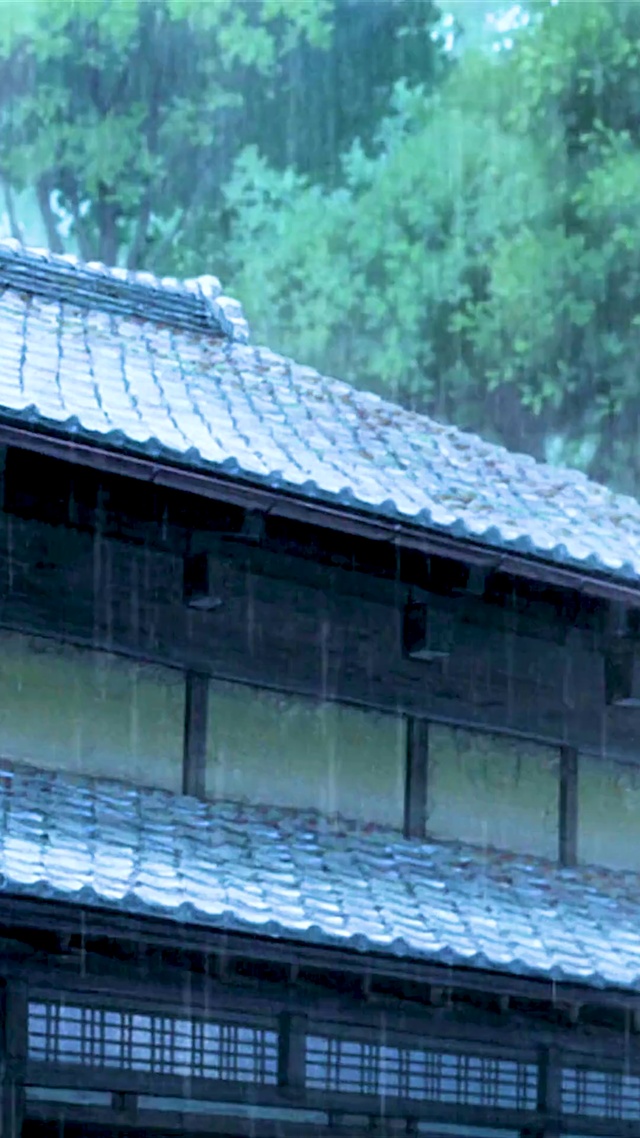 二次元动漫清新下雨天美景