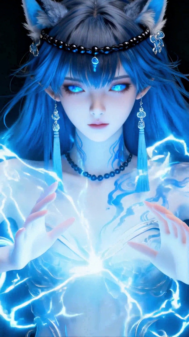 蓝电狐耳古风美少女