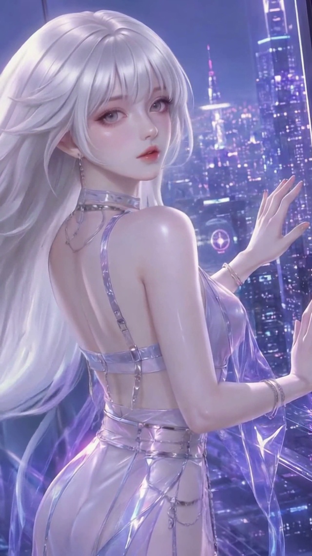 赛博都市银发美少女