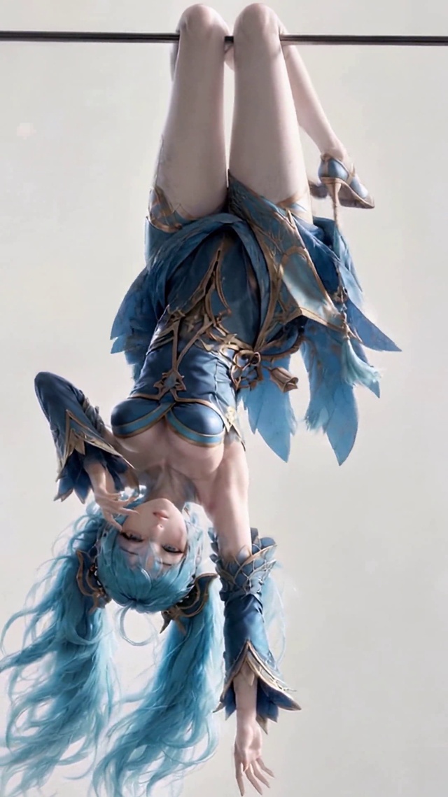 蓝发倒悬少女