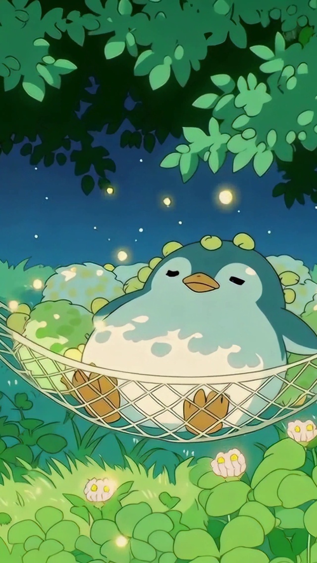 夏夜森林治愈贪睡企鹅