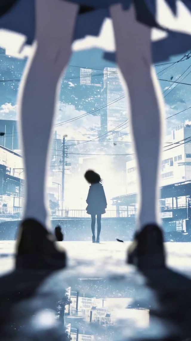 逆光都市二次元少女街景