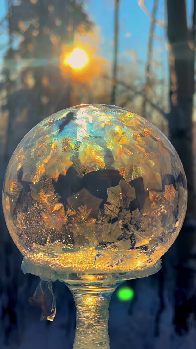 夕阳下的冰冻泡泡