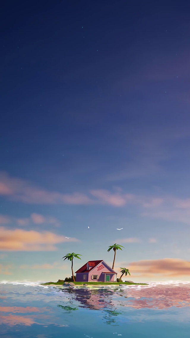 唯美晚霞倒影带鱼屏