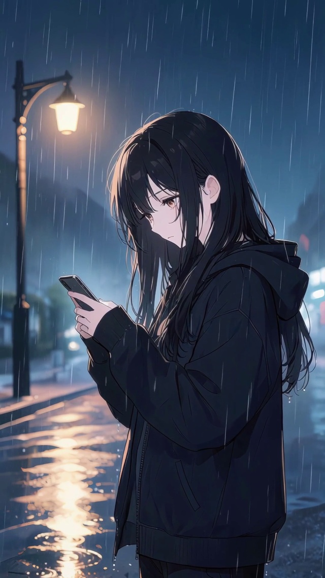 雨天美女壁纸