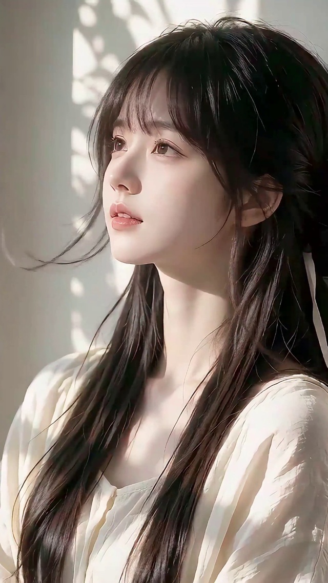 窗边治愈光影少女