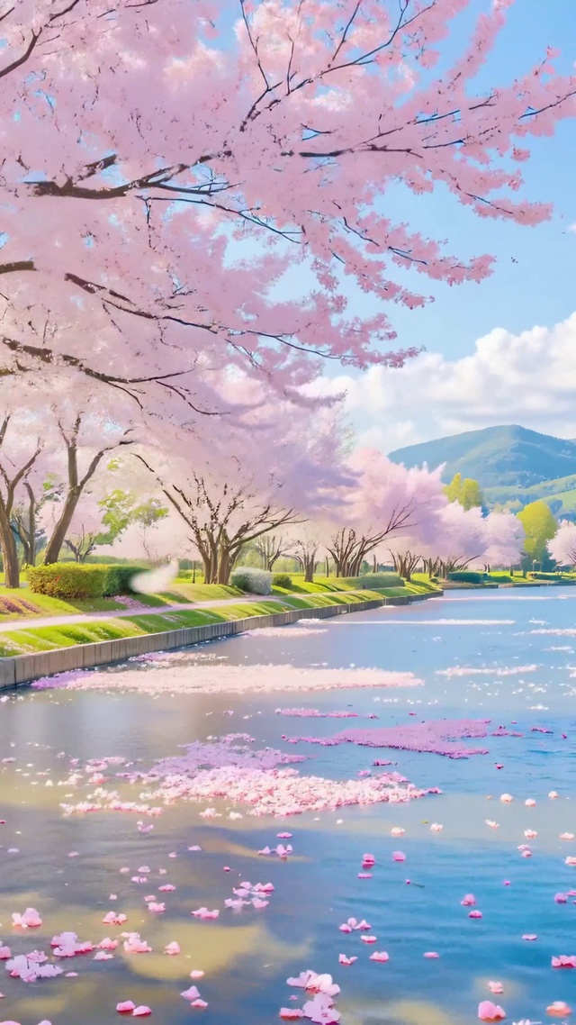 樱漫长堤，春染清河