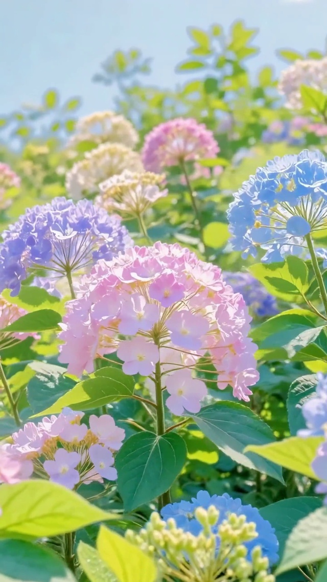 夏日绣球花田