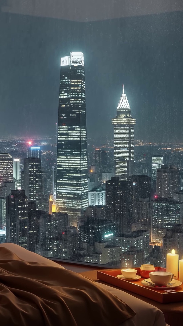 4k城市雨夜卧室助眠