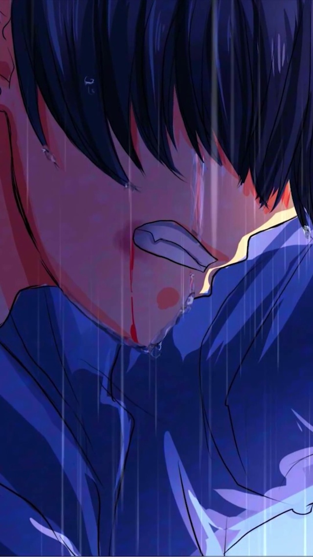 雨中哭泣男孩