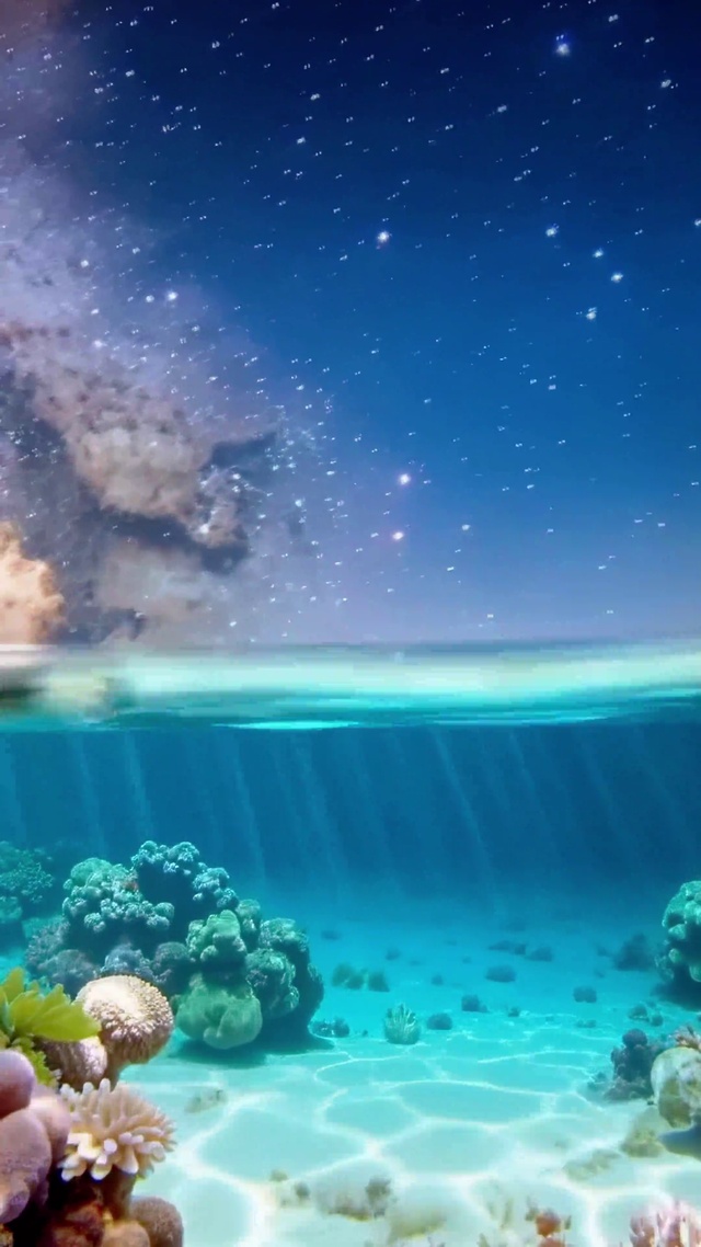 梦幻星空海底彩石海岸