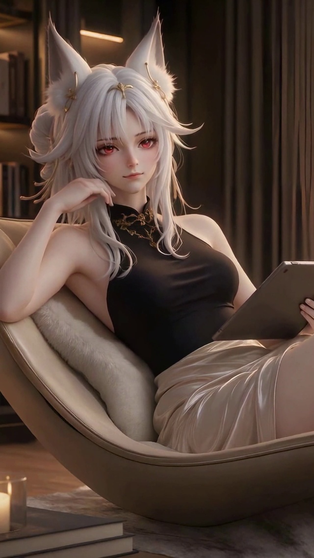 狐耳少女夜景闲憩