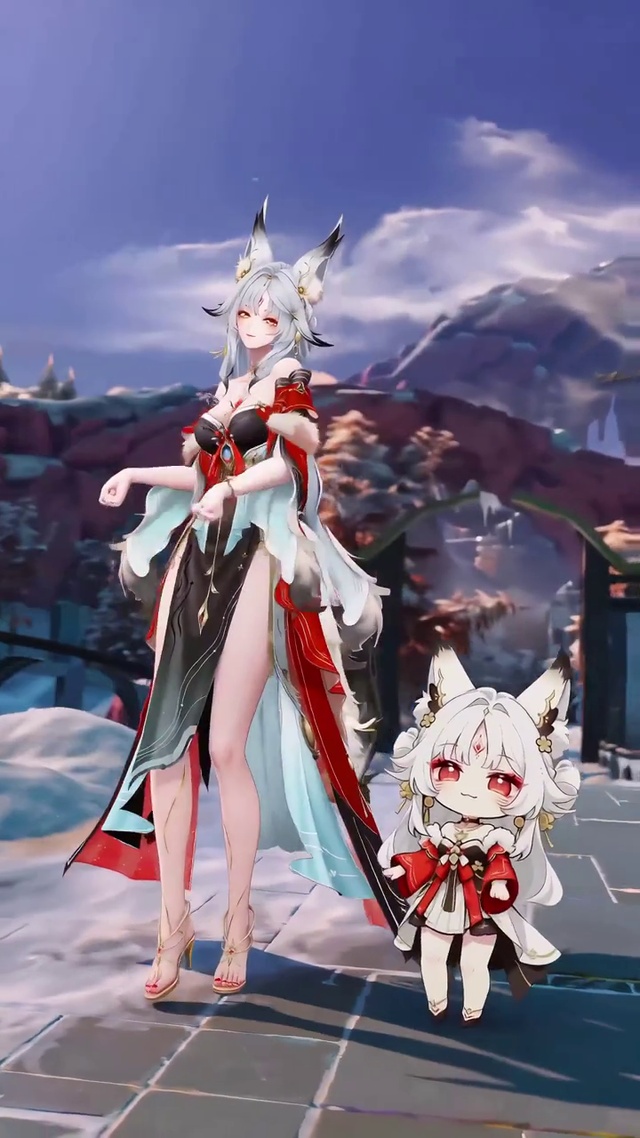 二次元动漫美女和小女孩
