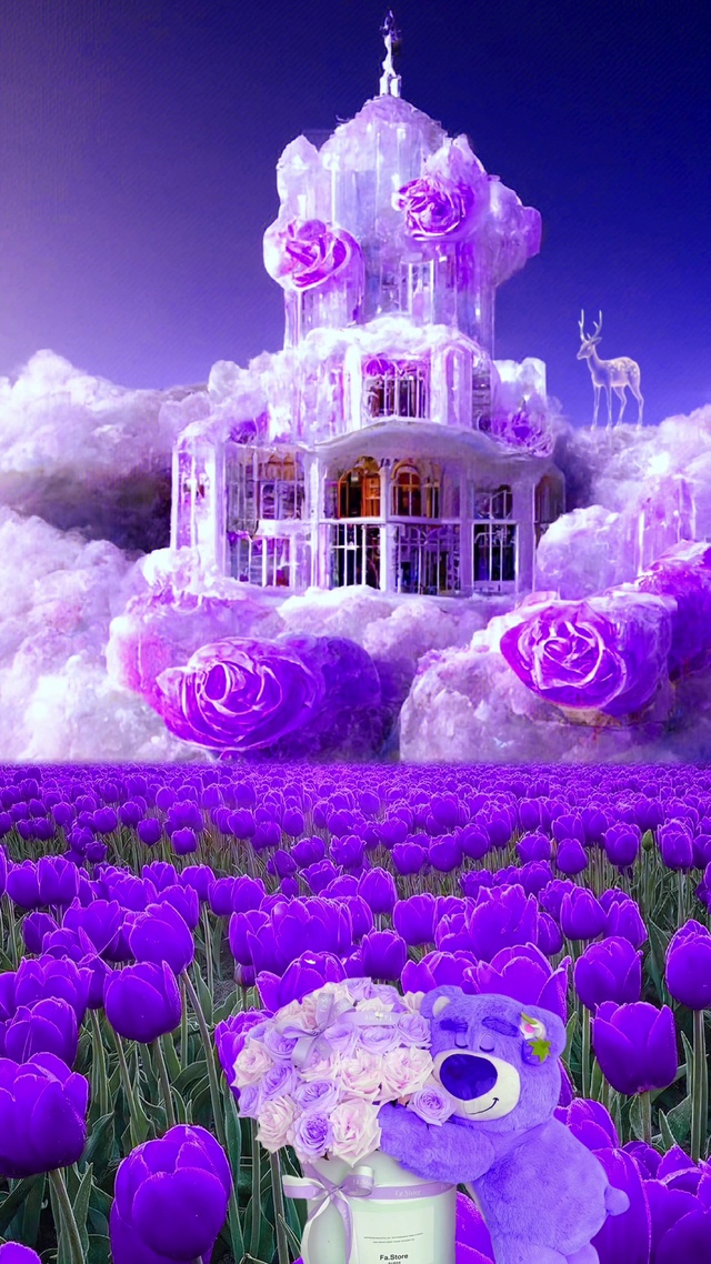 紫色玫瑰花海城堡