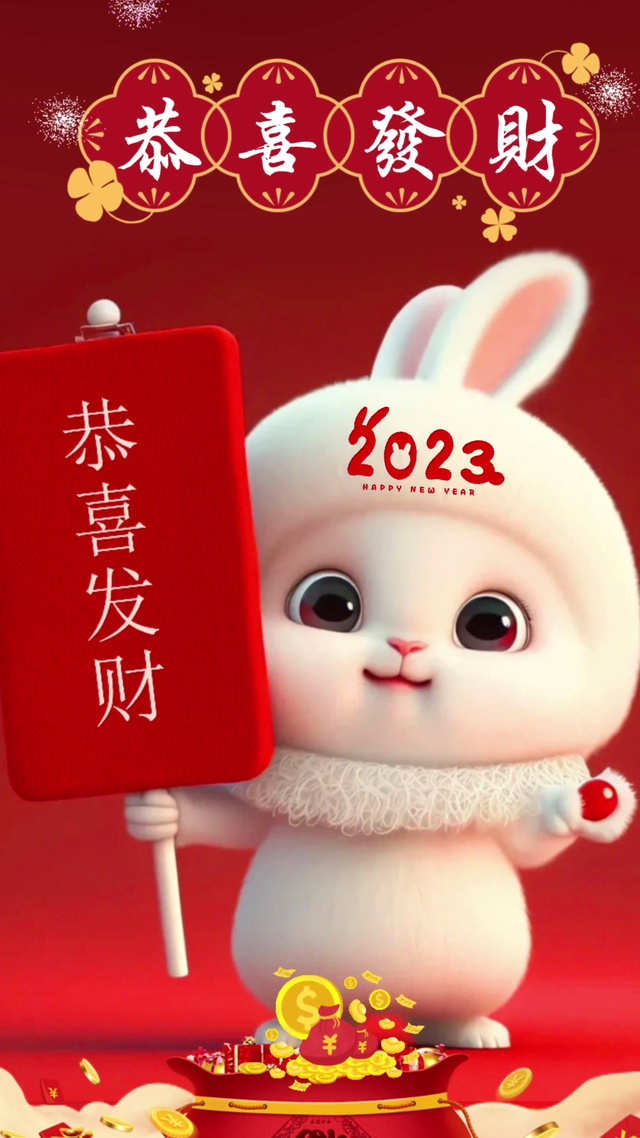 新年喜庆发财兔宝宝