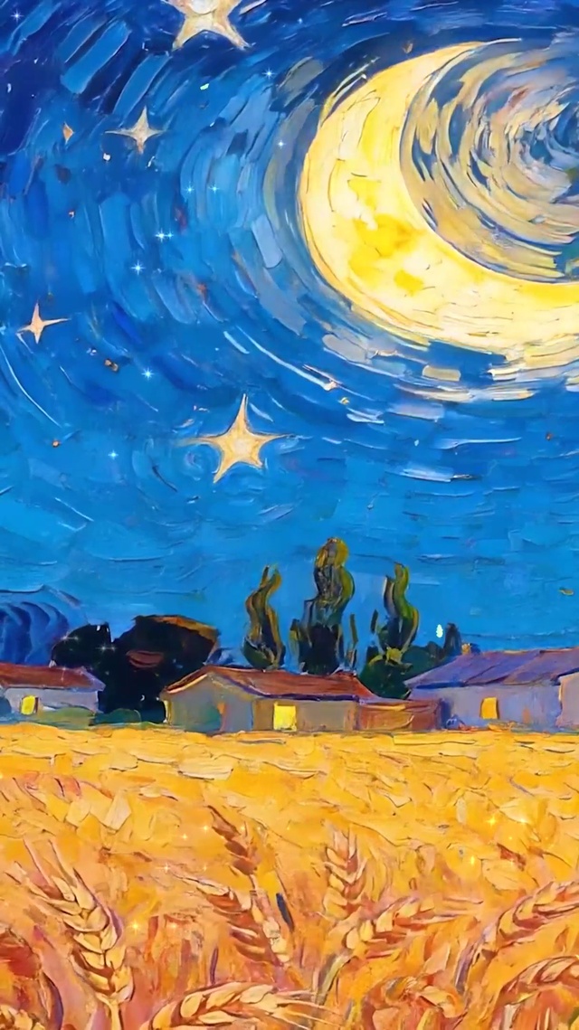 夜景秋季星空树木