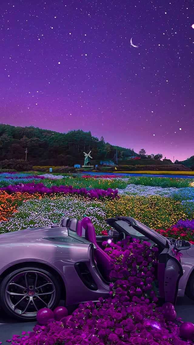 星空下的花海