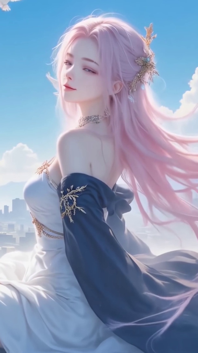 唯美治愈浪漫粉色长发女神