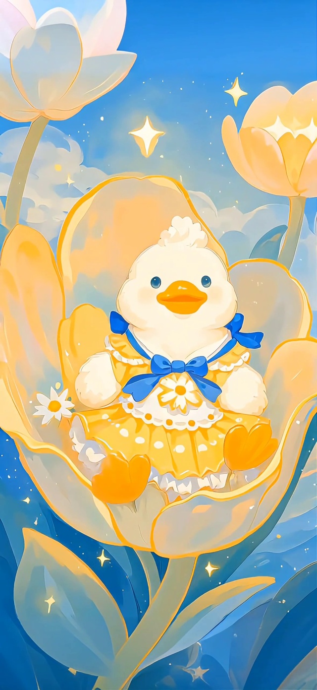 小清新可爱鸭鸭郁金香