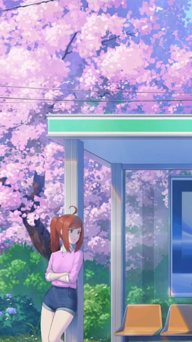 等车的女孩