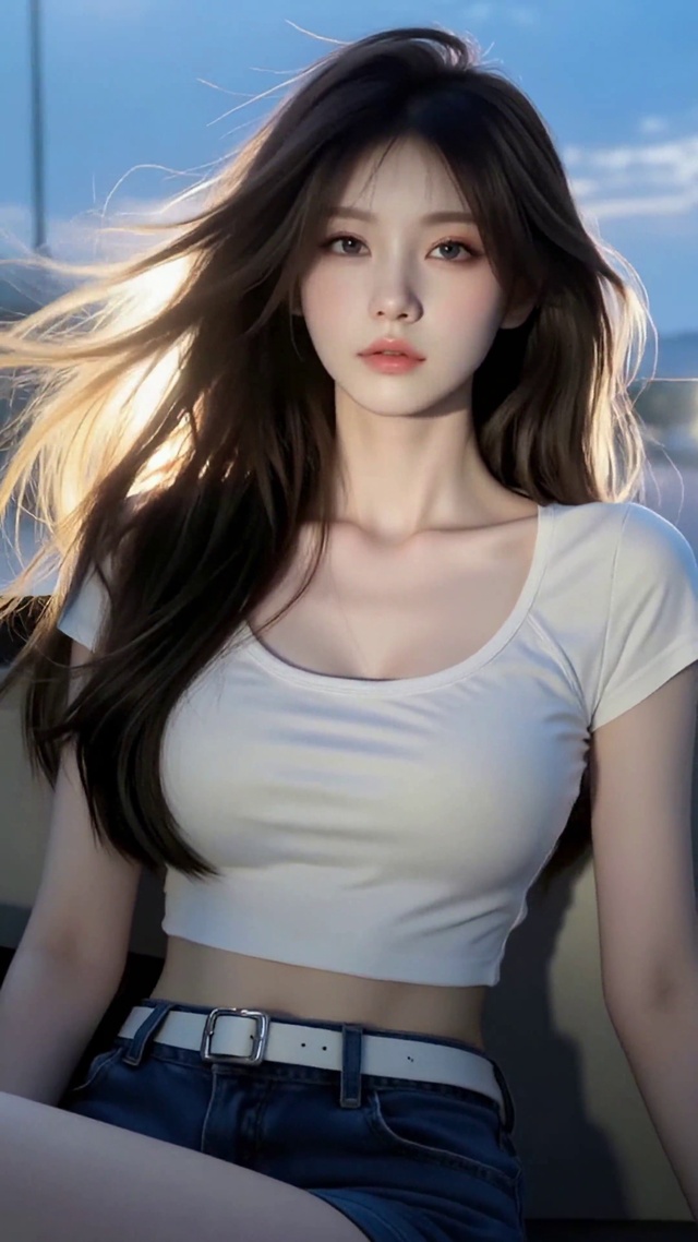 傍晚巴士氛围感美女