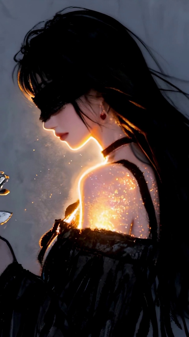 暗调侧影蒙眼少女