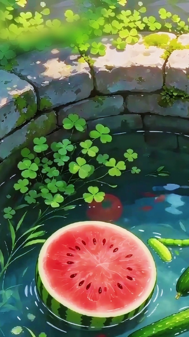 夏日水井里的西瓜