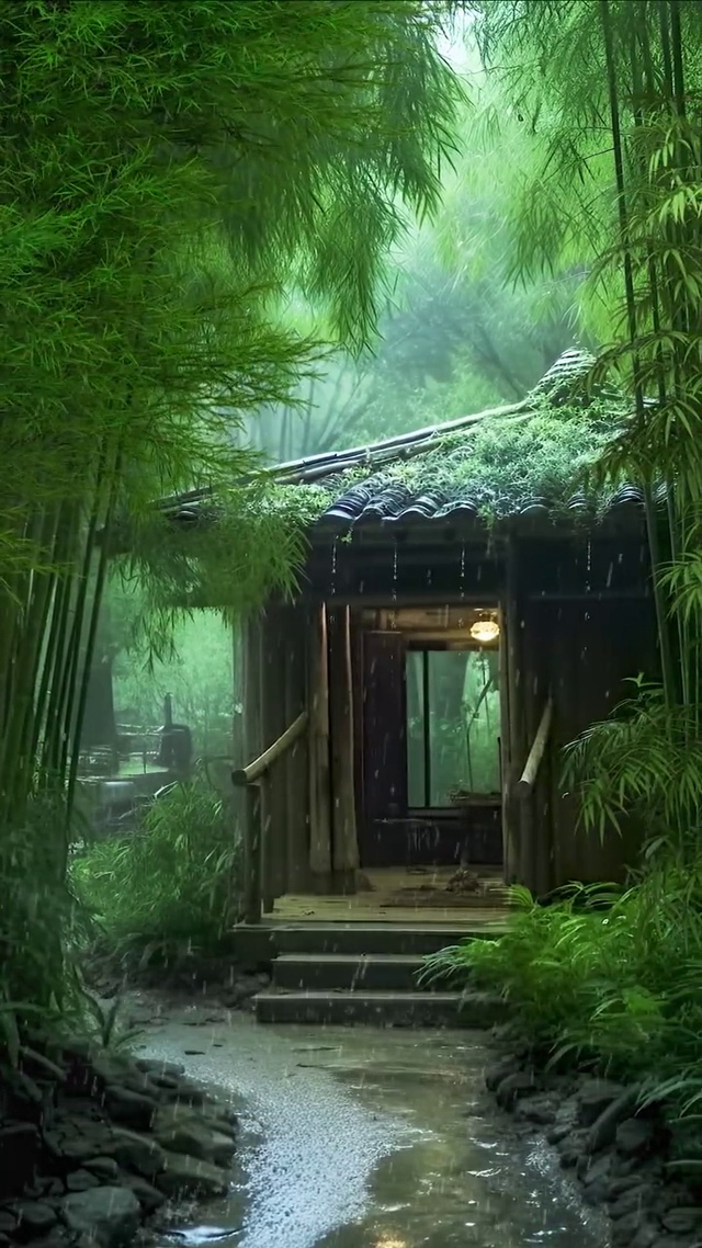 竹林雨景