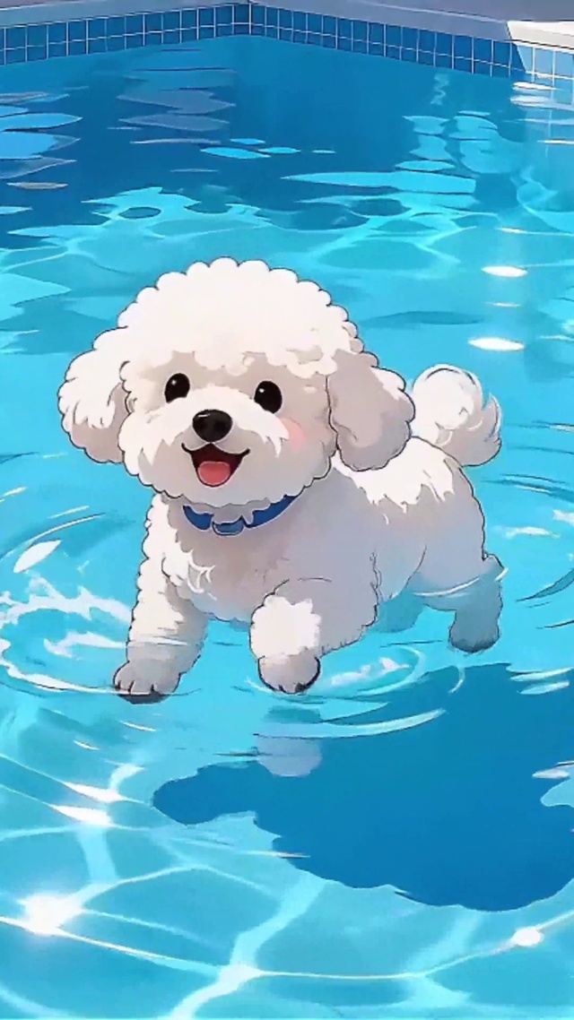 小狗的夏日泳池