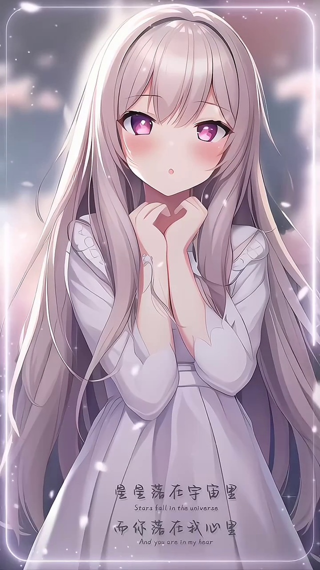 二次元可爱落花祈祷少女