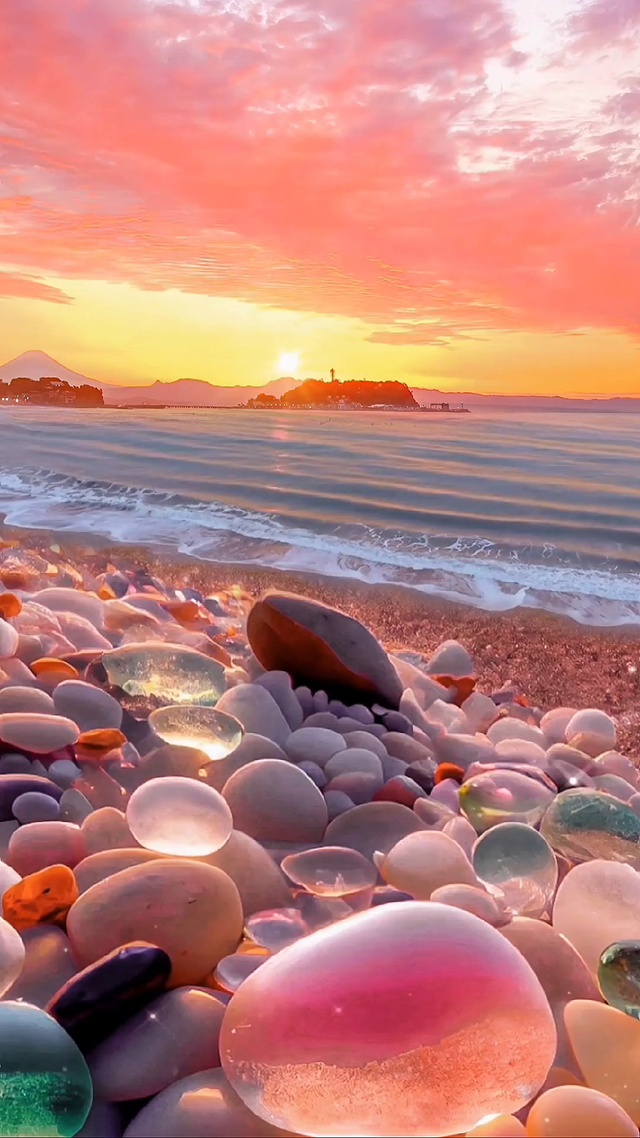 粉色浪漫玻璃海滩