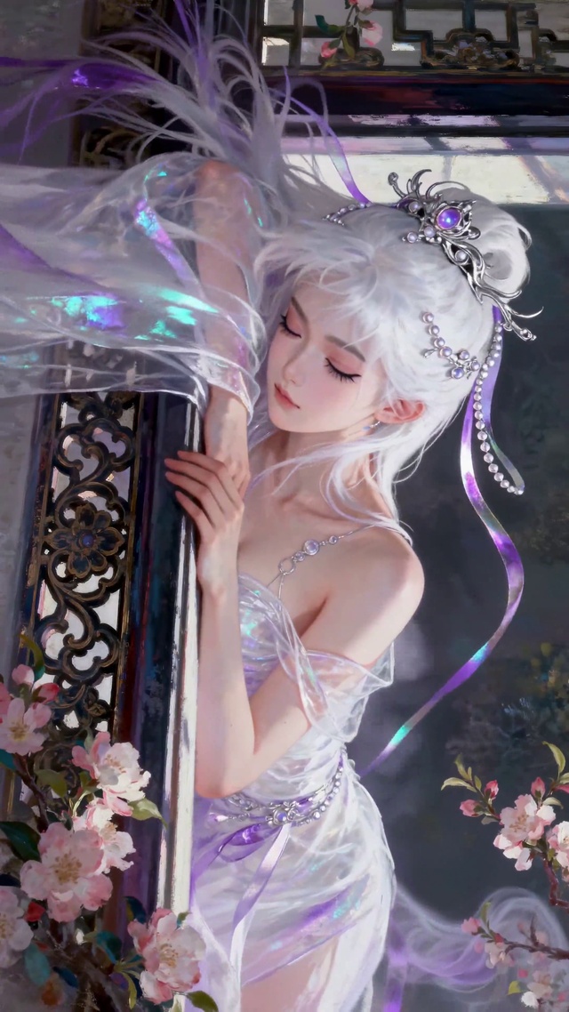 古风银发白衣绝美女神
