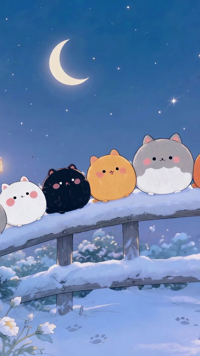 雪夜星空萌猫团子