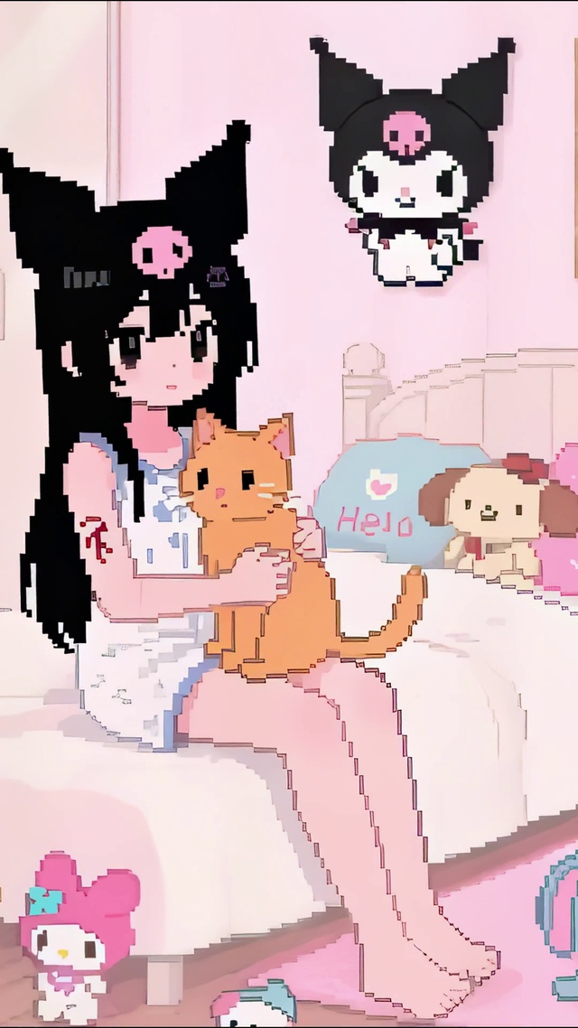 像素动画-粉色系女孩房间