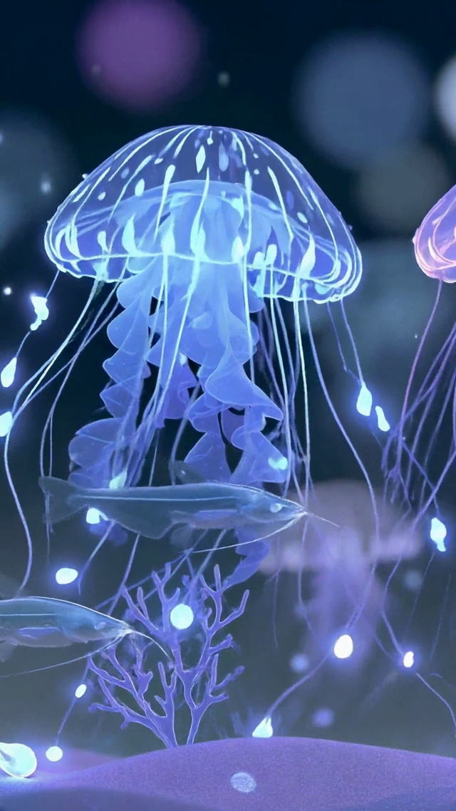梦幻深海发光水母
