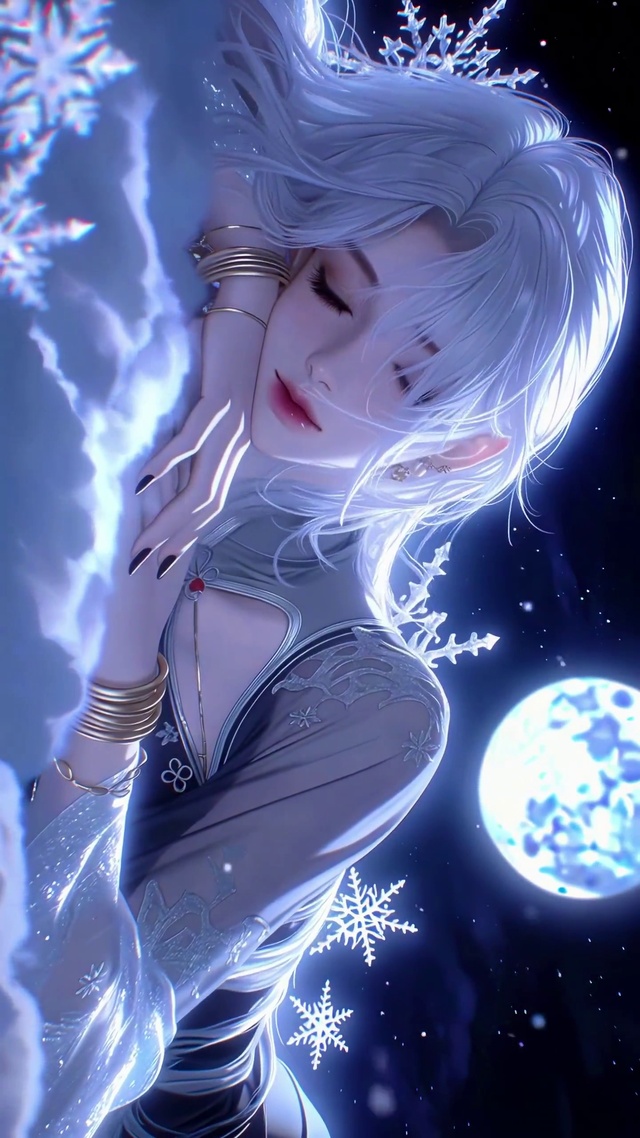 云榻上的清冷红瞳少女