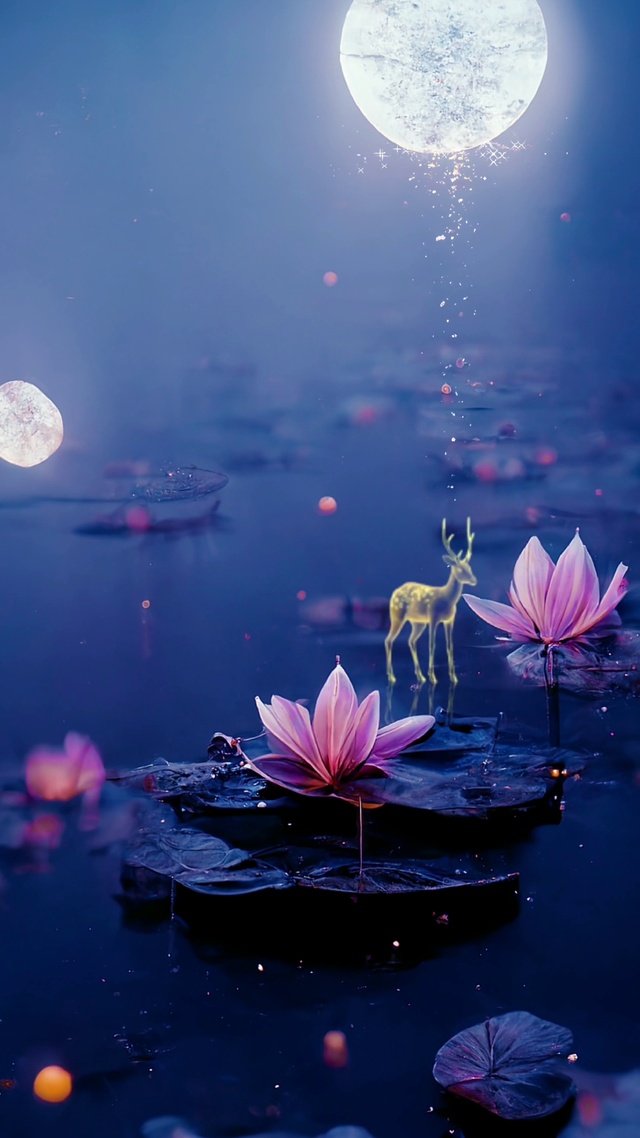 月下荷花