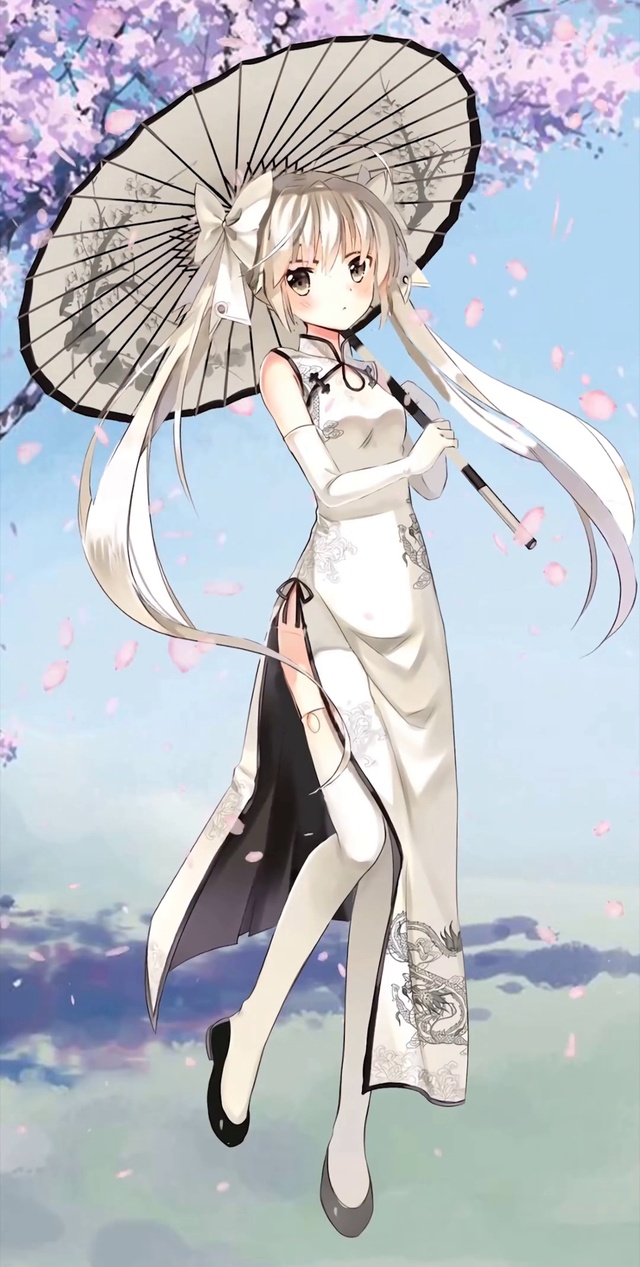 缘之空春日野穹樱花下的性感旗袍美女