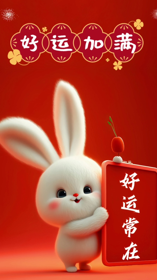 新年好运加满兔子