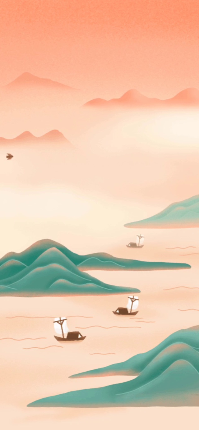 简约古风山水画