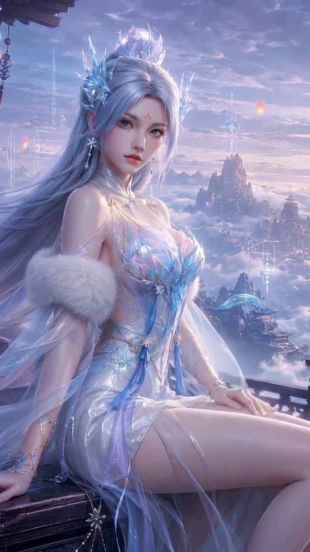 古风云海银发冰系女神