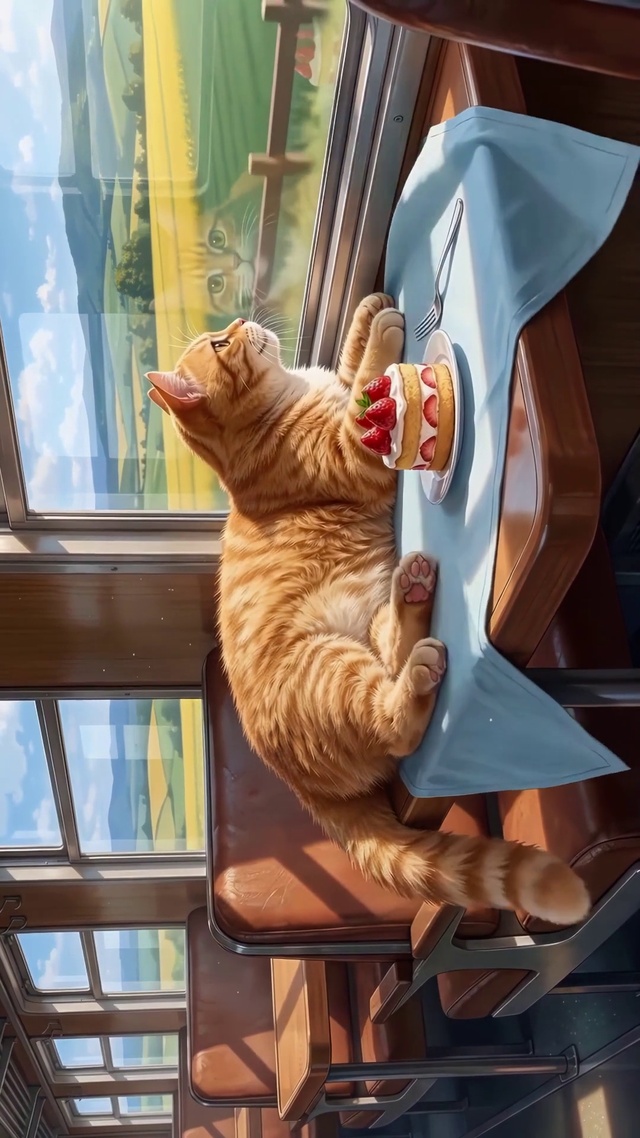 窗边橘猫看风景