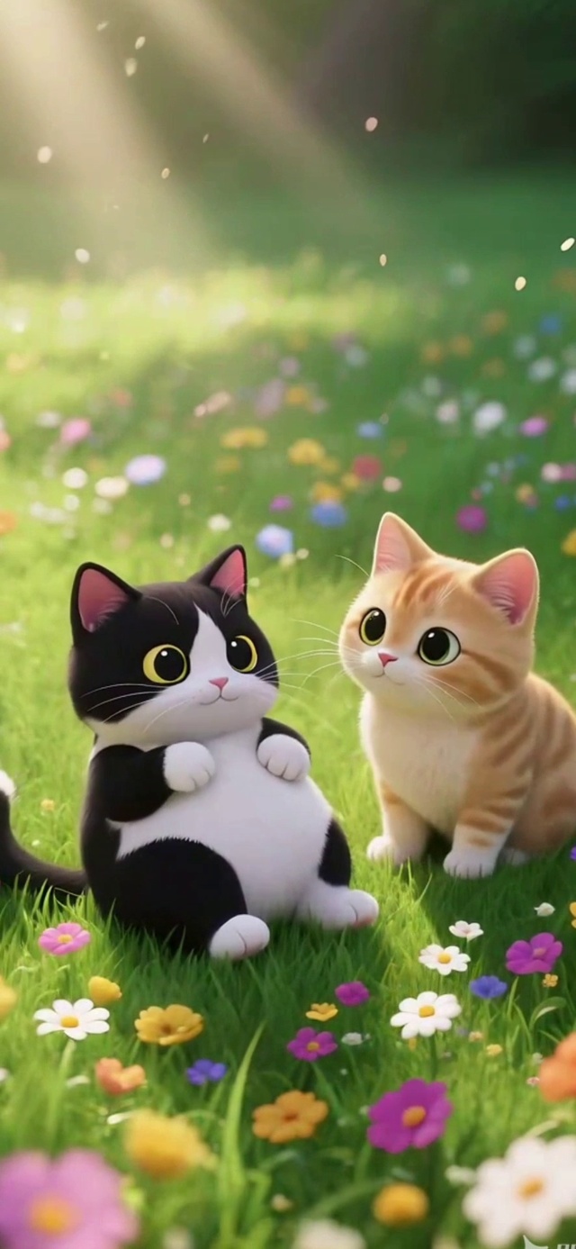 两只可爱小花猫