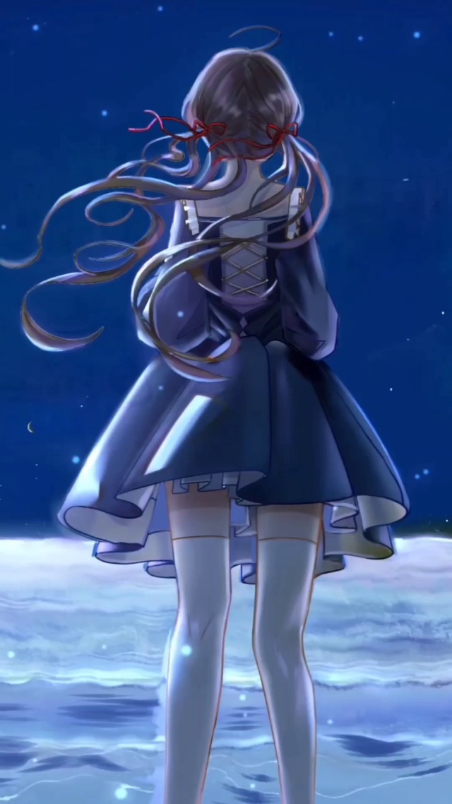 晚风海边美少女