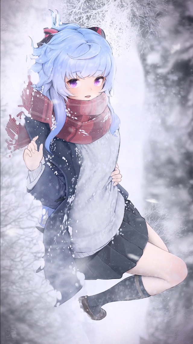 雪地少女甘雨4k