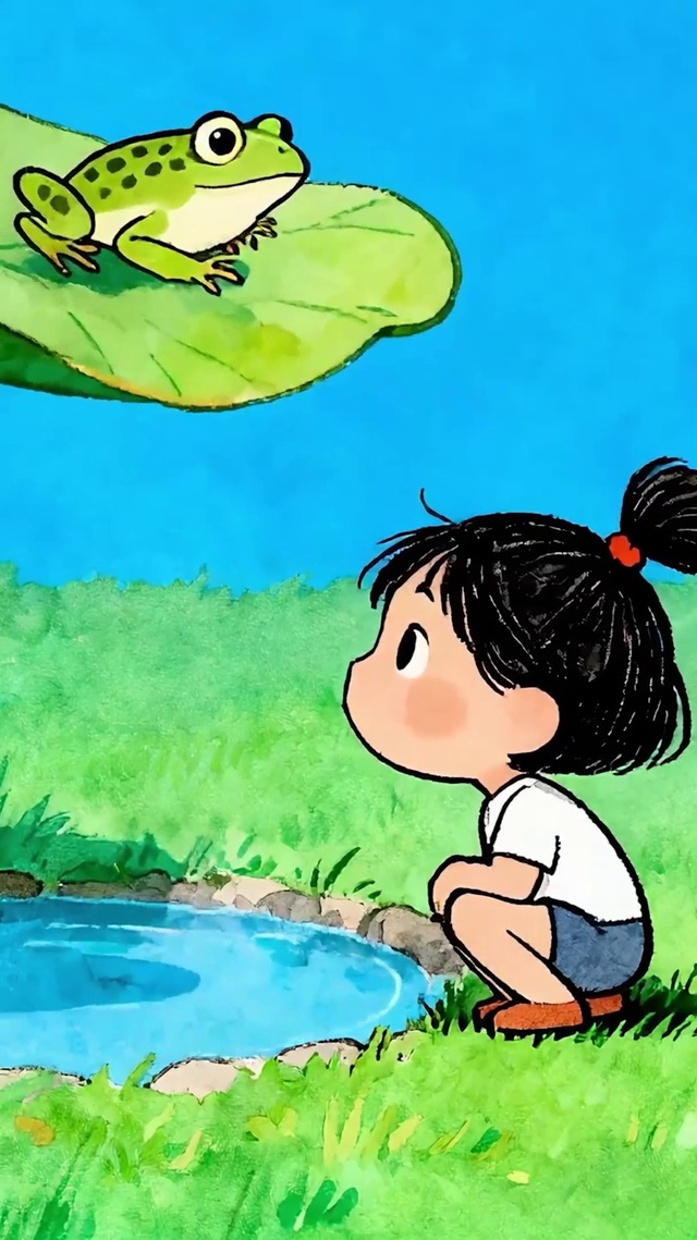 夏天女孩与青蛙